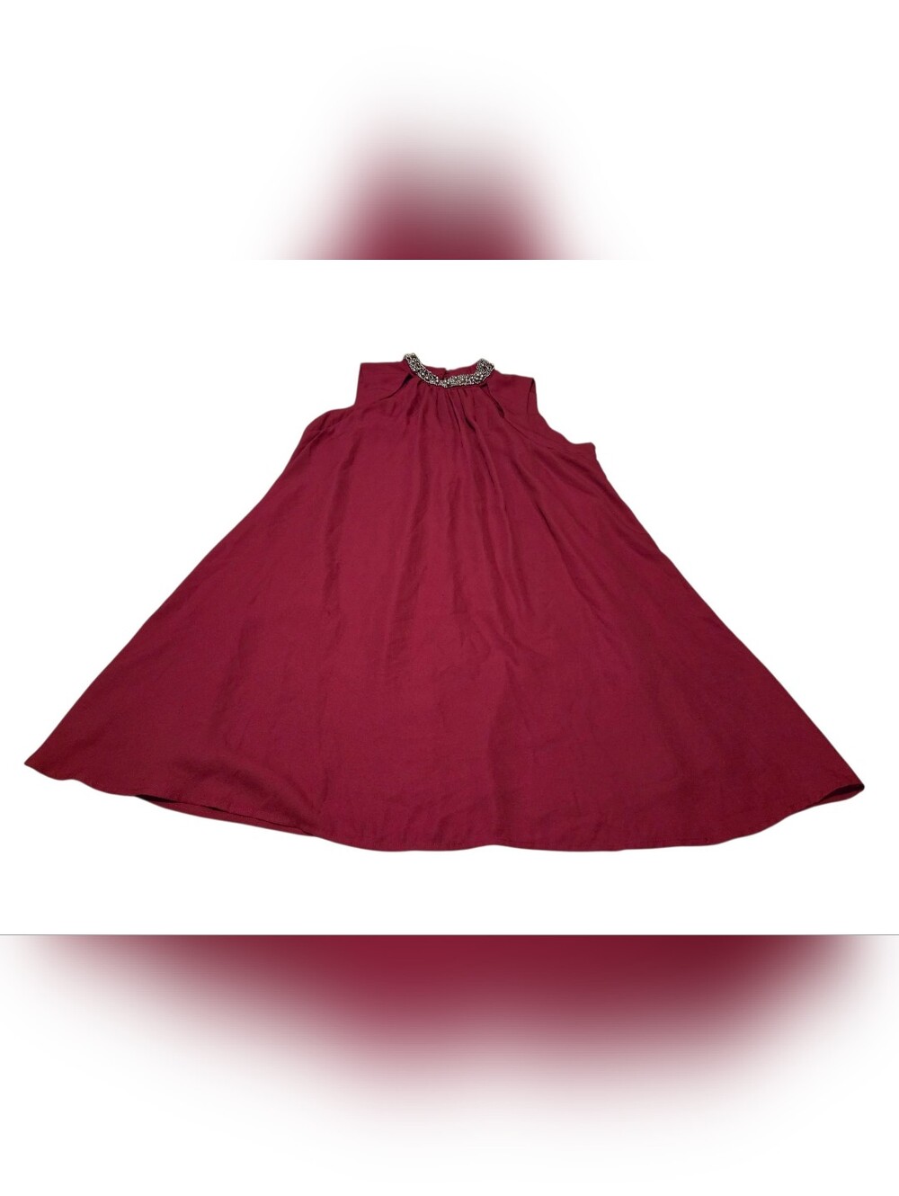 Women’s M Tobi Burgundy Through The Night Rhinestone Halter Shift Mini Dress